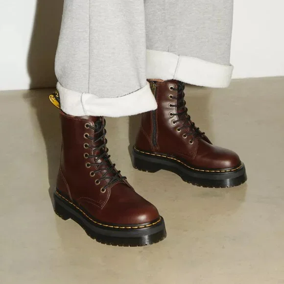 Dr. Martens JADON PLATFORM Boots in DARK BROWN Smooth LEATHER Great Reviews - Picture 7 of 14